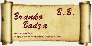 Branko Badža vizit kartica